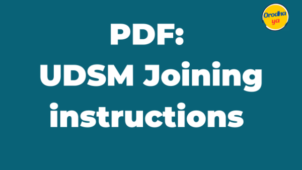 PDF: UDSM Joining instructions Latest
