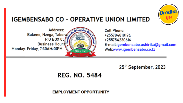 Igembensabo Cooperative Union Limited New Job/Vacancies Apply