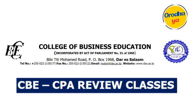 College of Business Education (CBE), CPA & CPB Review Classes 2023-24 Exam