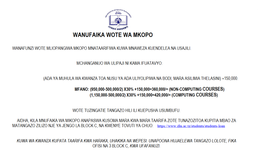 IFM Wanufaika wa mkopo HESLB