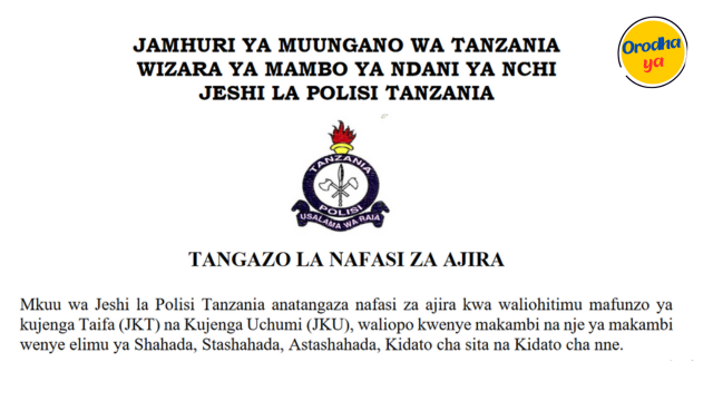 Nafasi Za Kazi Jeshi La Polisi Tanzania New Jobs Vacancies Various Posts 4756