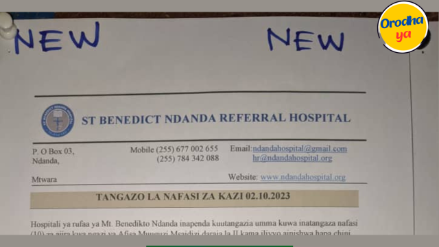 Nafasi za kazi Ndanda Referral Hospital Jobs Vacancies Ajira Mpya
