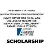 University Of Dar Es Salaam (UDSM), funds for a scholarship (KAS) Master of Arts
