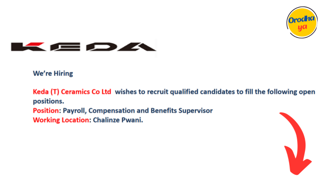 Payroll, Compensation and Benefits Supervisor Jobs at Keda (T) Ceramics Co Ltd