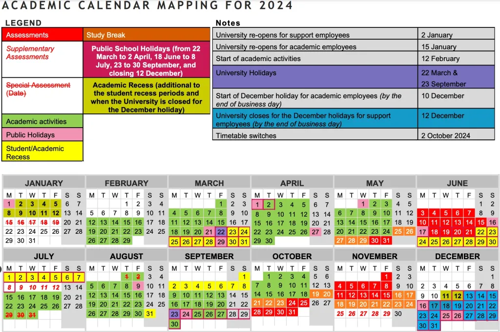 University of Johannesburg Academic Calendar