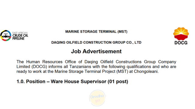 Ware House Supervisor Jobs at Daqing Oilfield Constructions Group Company Limited (DOCG)
