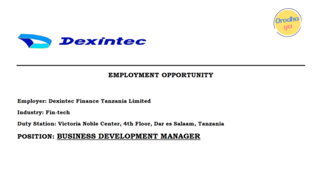 Business Development Manager Jobs at Dexintec Finance Tanzania Limited